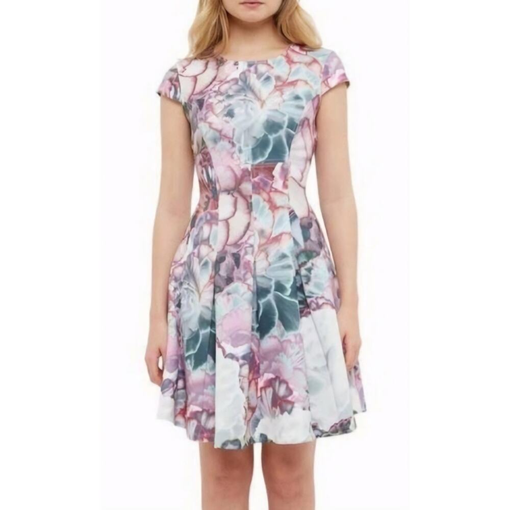 TED BAKER Mah Illuminated Bloom Floral Fit & Flare Skater Dress Wedding Size 2